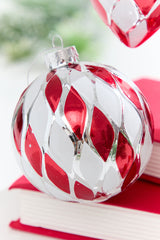 3.5" - 5" Red & White Swirl Glass Ornament