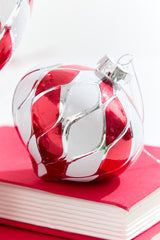 3.5" - 5" Red & White Swirl Glass Ornament