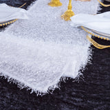 Shaggy Plush Fringe Table Runner 13x108 White