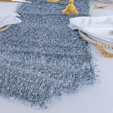 Shaggy Plush Fringe Table Runner 13x108 Dusty Blue