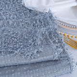 Shaggy Plush Fringe Table Runner 13x108 Dusty Blue