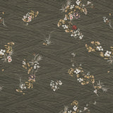 Stretch Cotton Sateen - Olive Zig Zag Stripes and Florals - Cultivation of Gratification Print - Mood Exclusive Avenable Collection