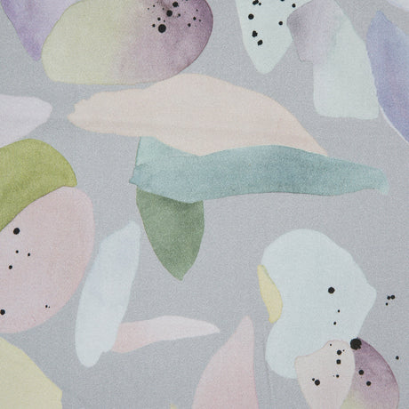 Stretch Cotton Sateen - Silver and Multicolor Abstract Spots - Dappled Duende Print - Mood Exclusive Avenable Collection