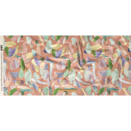 Stretch Cotton Sateen - Pink and Multicolor Abstract Spots - Dappled Duende Print - Mood Exclusive Avenable Collection