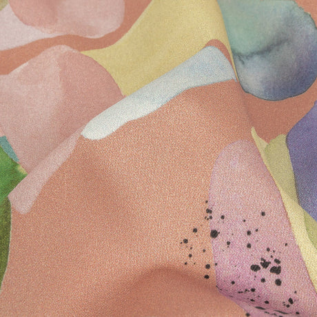 Stretch Cotton Sateen - Pink and Multicolor Abstract Spots - Dappled Duende Print - Mood Exclusive Avenable Collection