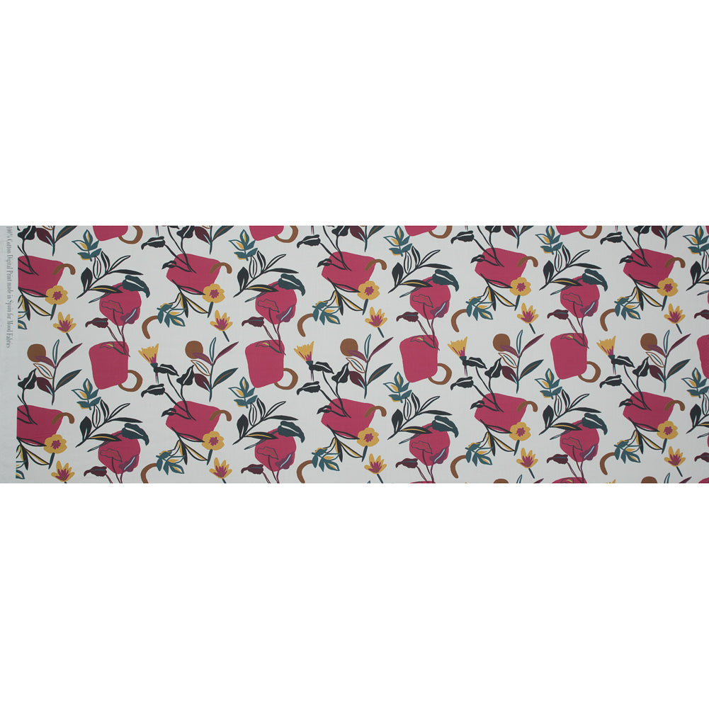 Cotton Poplin - Pink Sorbet Shapes and Flowers - Midnight Swing Print - Mood Exclusive Avenable Collection