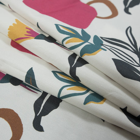 Cotton Poplin - Pink Sorbet Shapes and Flowers - Midnight Swing Print - Mood Exclusive Avenable Collection