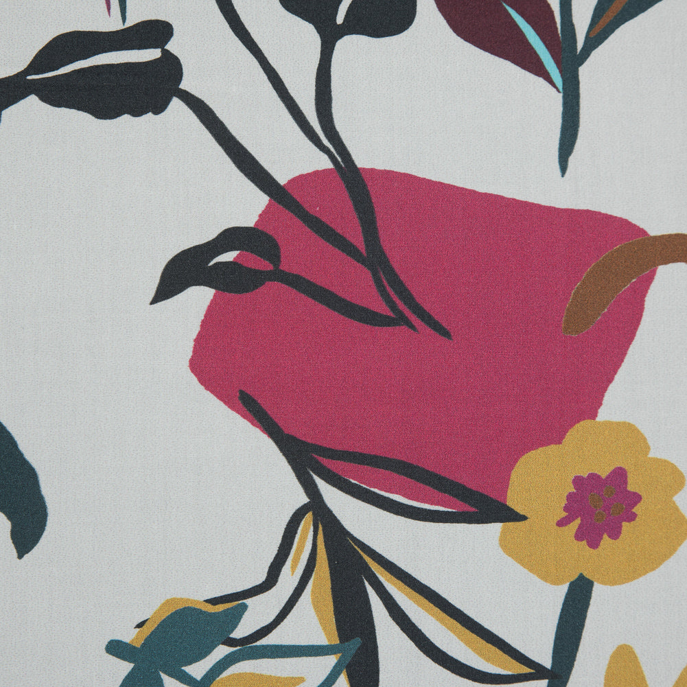 Cotton Poplin - Pink Sorbet Shapes and Flowers - Midnight Swing Print - Mood Exclusive Avenable Collection