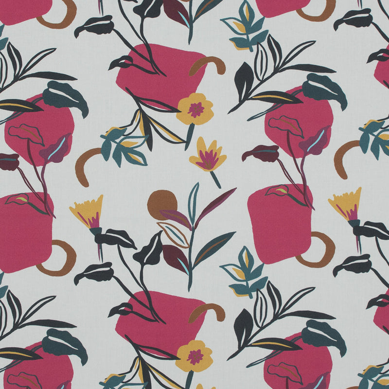 Cotton Poplin - Pink Sorbet Shapes and Flowers - Midnight Swing Print - Mood Exclusive Avenable Collection