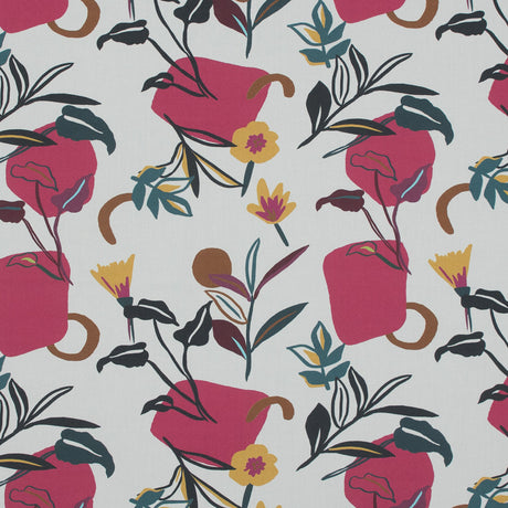 Cotton Poplin - Pink Sorbet Shapes and Flowers - Midnight Swing Print - Mood Exclusive Avenable Collection