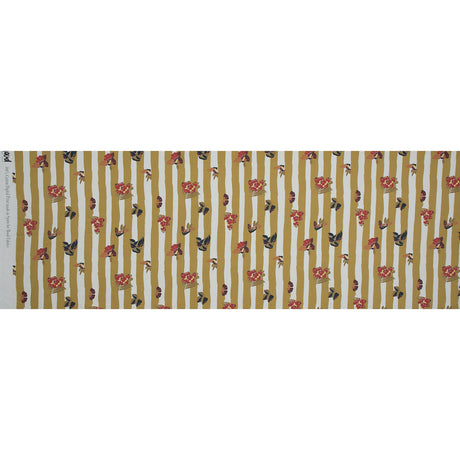 Cotton Poplin - Flowers over Mustard Yellow Stripes - Flores de Vitalidad Print - Mood Exclusive Avenable Collection