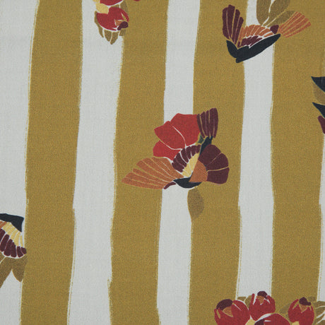 Cotton Poplin - Flowers over Mustard Yellow Stripes - Flores de Vitalidad Print - Mood Exclusive Avenable Collection
