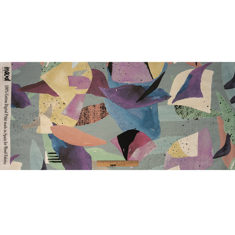 Cotton Poplin - Gray and Multicolor Abstract - Purple Haze Print - Mood Exclusive Avenable Collection