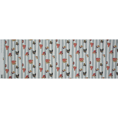 Cotton Poplin - Flowers over Gray Stripes - Flores de Vitalidad Print - Mood Exclusive Avenable Collection