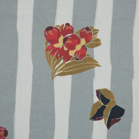 Cotton Poplin - Flowers over Gray Stripes - Flores de Vitalidad Print - Mood Exclusive Avenable Collection