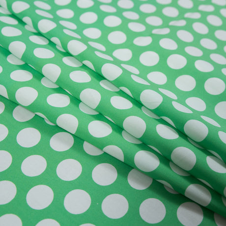 Cotton Poplin - Green and White Polka Dots - Dipping Dots Print - Mood Exclusive Avenable Collection