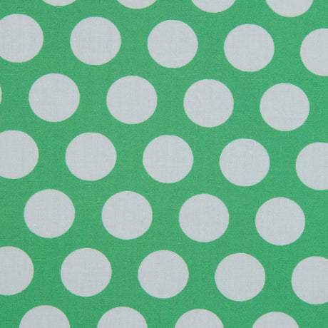 Cotton Poplin - Green and White Polka Dots - Dipping Dots Print - Mood Exclusive Avenable Collection