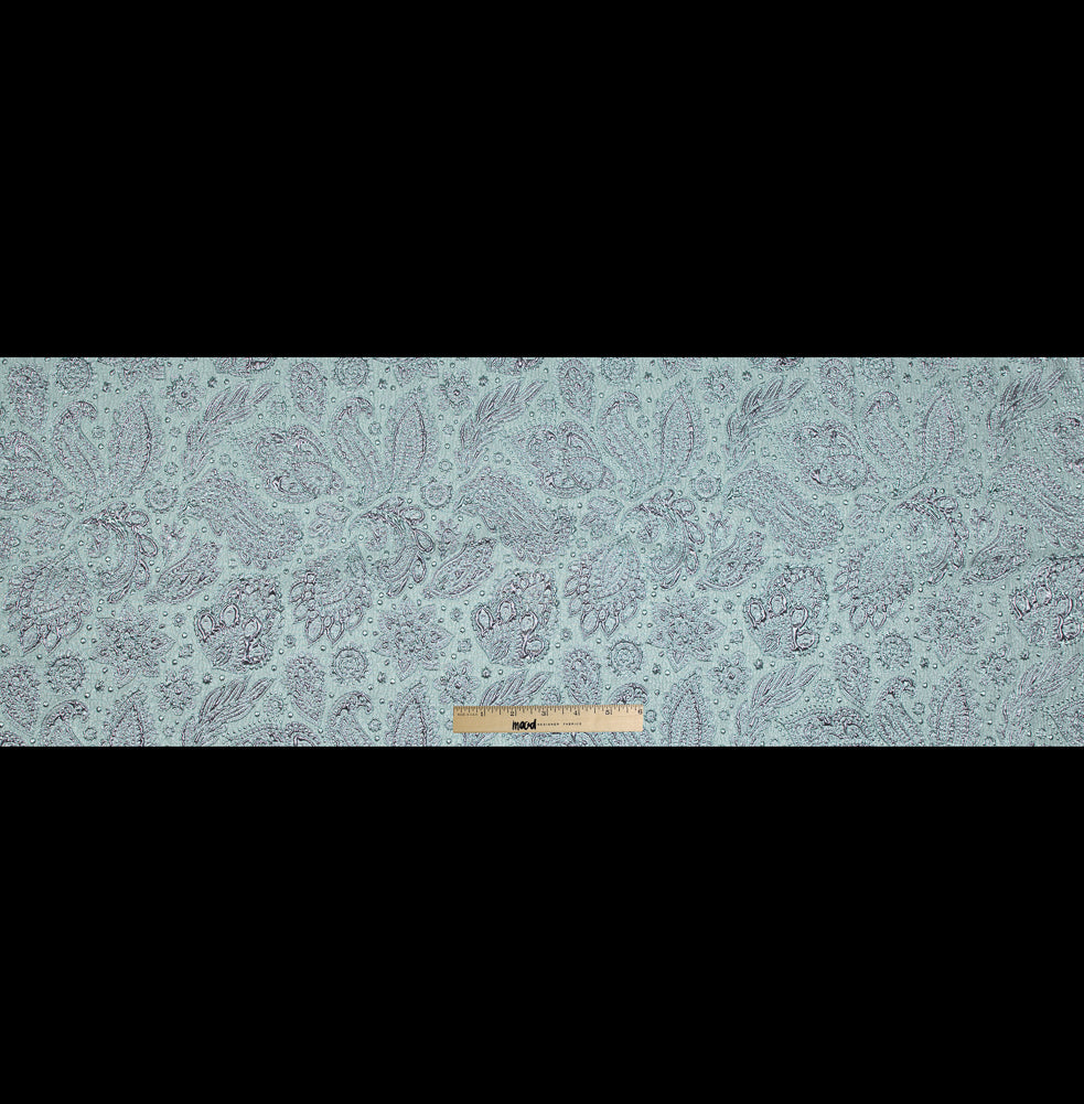 Rose Gold and Seafoam Luxury Paisley Metallic Brocade