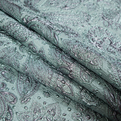 Rose Gold and Seafoam Luxury Paisley Metallic Brocade
