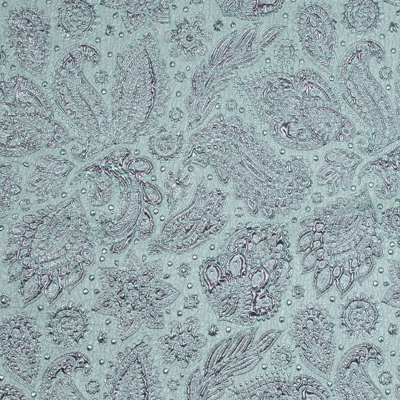 Rose Gold and Seafoam Luxury Paisley Metallic Brocade