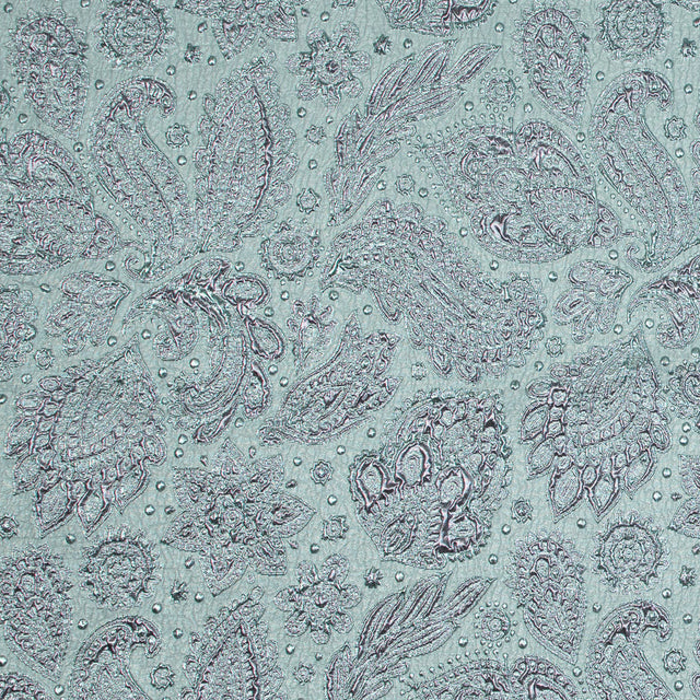 Rose Gold and Seafoam Luxury Paisley Metallic Brocade