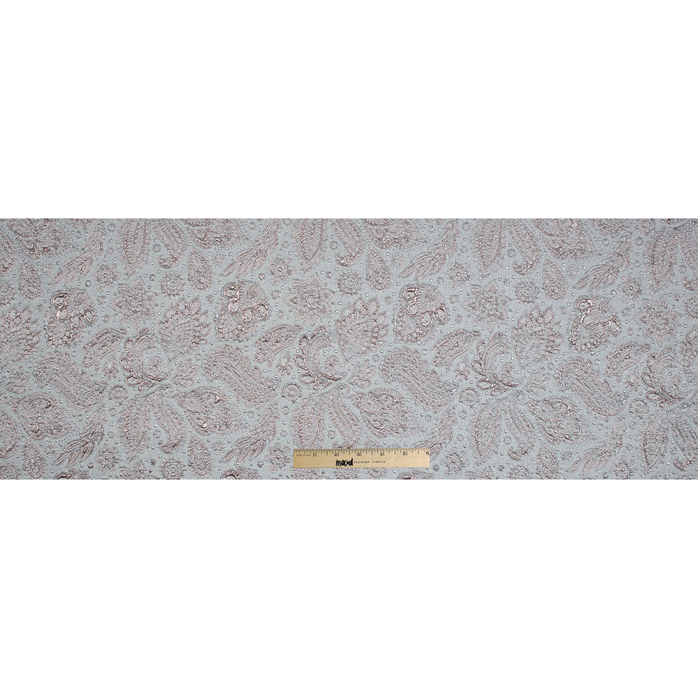 Rose Gold and Silver Luxury Paisley Metallic Brocade