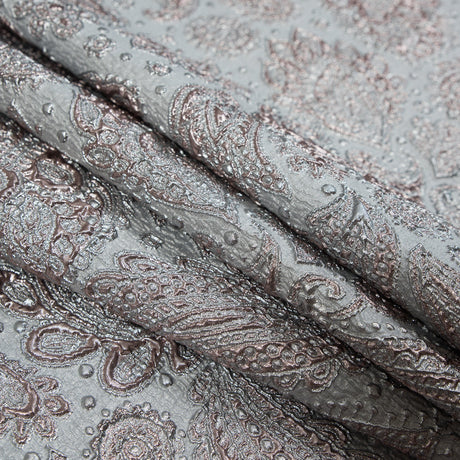 Rose Gold and Silver Luxury Paisley Metallic Brocade
