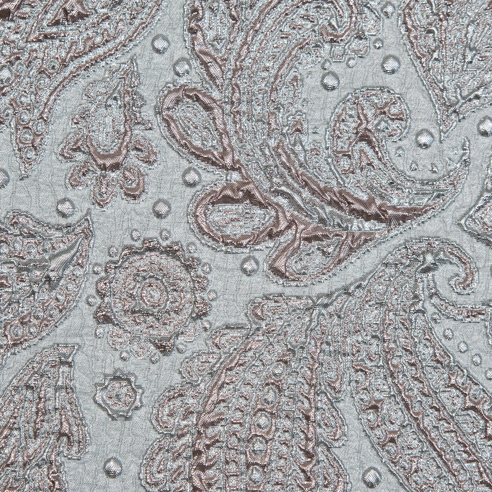 Rose Gold and Silver Luxury Paisley Metallic Brocade