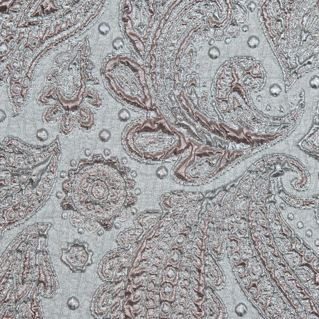 Rose Gold and Silver Luxury Paisley Metallic Brocade