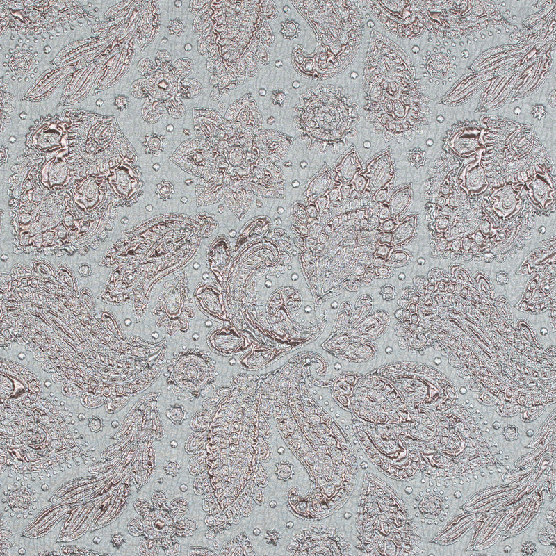 Rose Gold and Silver Luxury Paisley Metallic Brocade