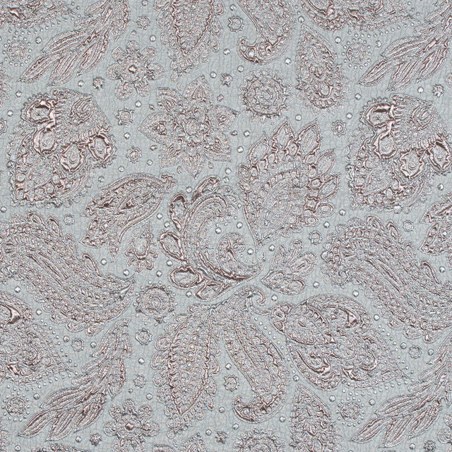 Rose Gold and Silver Luxury Paisley Metallic Brocade