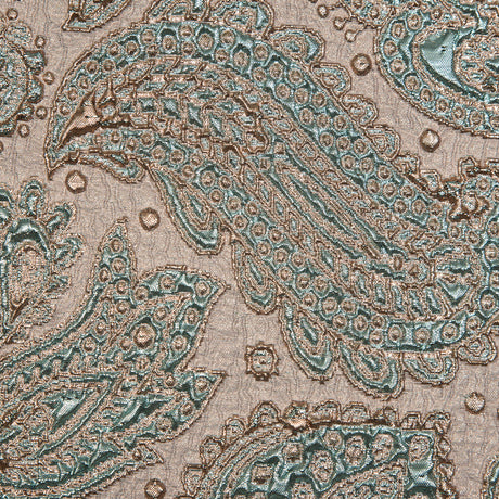 Mint and Gold Luxury Paisley Metallic Brocade