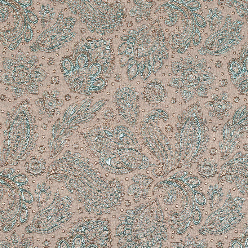 Mint and Gold Luxury Paisley Metallic Brocade