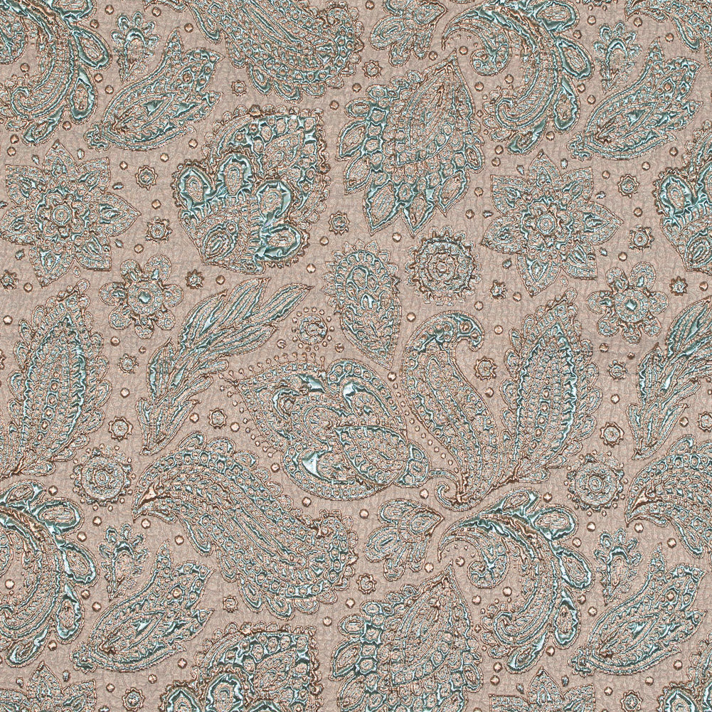 Mint and Gold Luxury Paisley Metallic Brocade