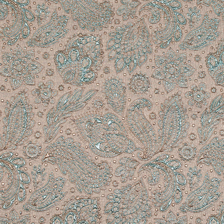 Mint and Gold Luxury Paisley Metallic Brocade