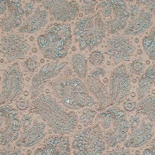 Mint and Gold Luxury Paisley Metallic Brocade