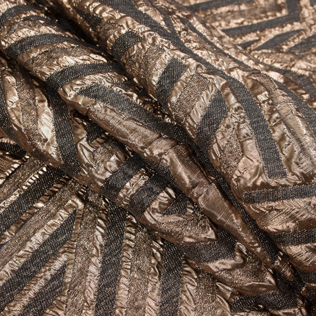 Charcoal and Gold Luxury Geometric Metallic Brocade