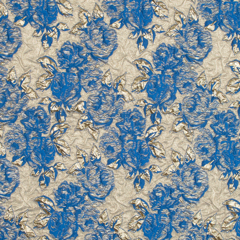 Cobalt Luxury Floral Metallic Brocade