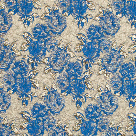 Cobalt Luxury Floral Metallic Brocade