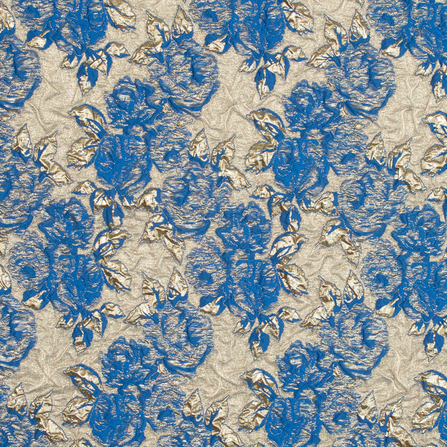 Cobalt Luxury Floral Metallic Brocade