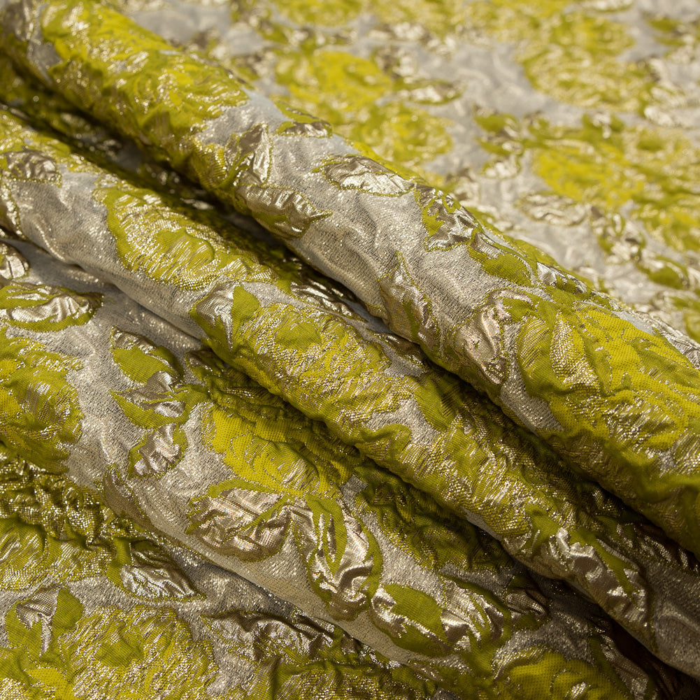 Lime Luxury Floral Metallic Brocade