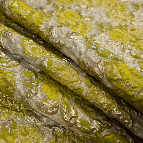 Lime Luxury Floral Metallic Brocade