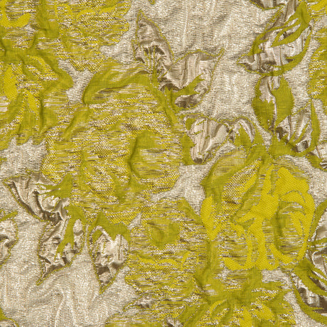 Lime Luxury Floral Metallic Brocade