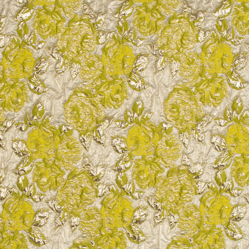 Lime Luxury Floral Metallic Brocade