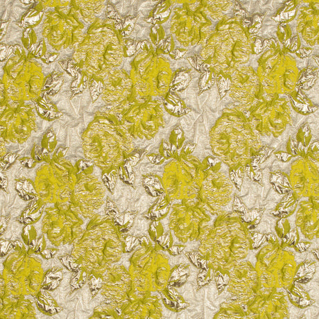 Lime Luxury Floral Metallic Brocade