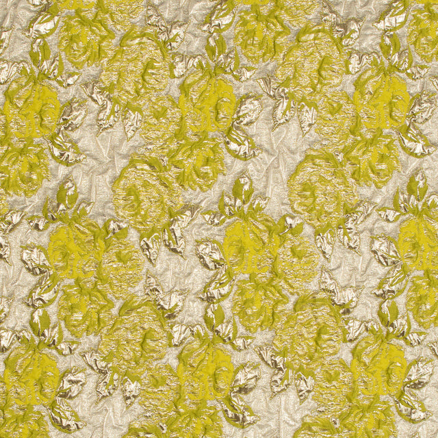 Lime Luxury Floral Metallic Brocade