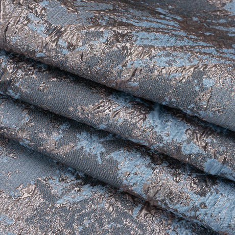 Sky Blue and Rose Gold Luxury Abstract Metallic Brocade