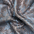 Sky Blue and Rose Gold Luxury Abstract Metallic Brocade