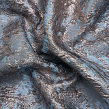 Sky Blue and Rose Gold Luxury Abstract Metallic Brocade