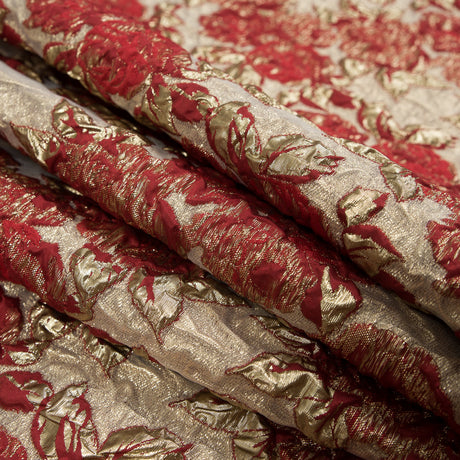 Red Luxury Floral Metallic Brocade